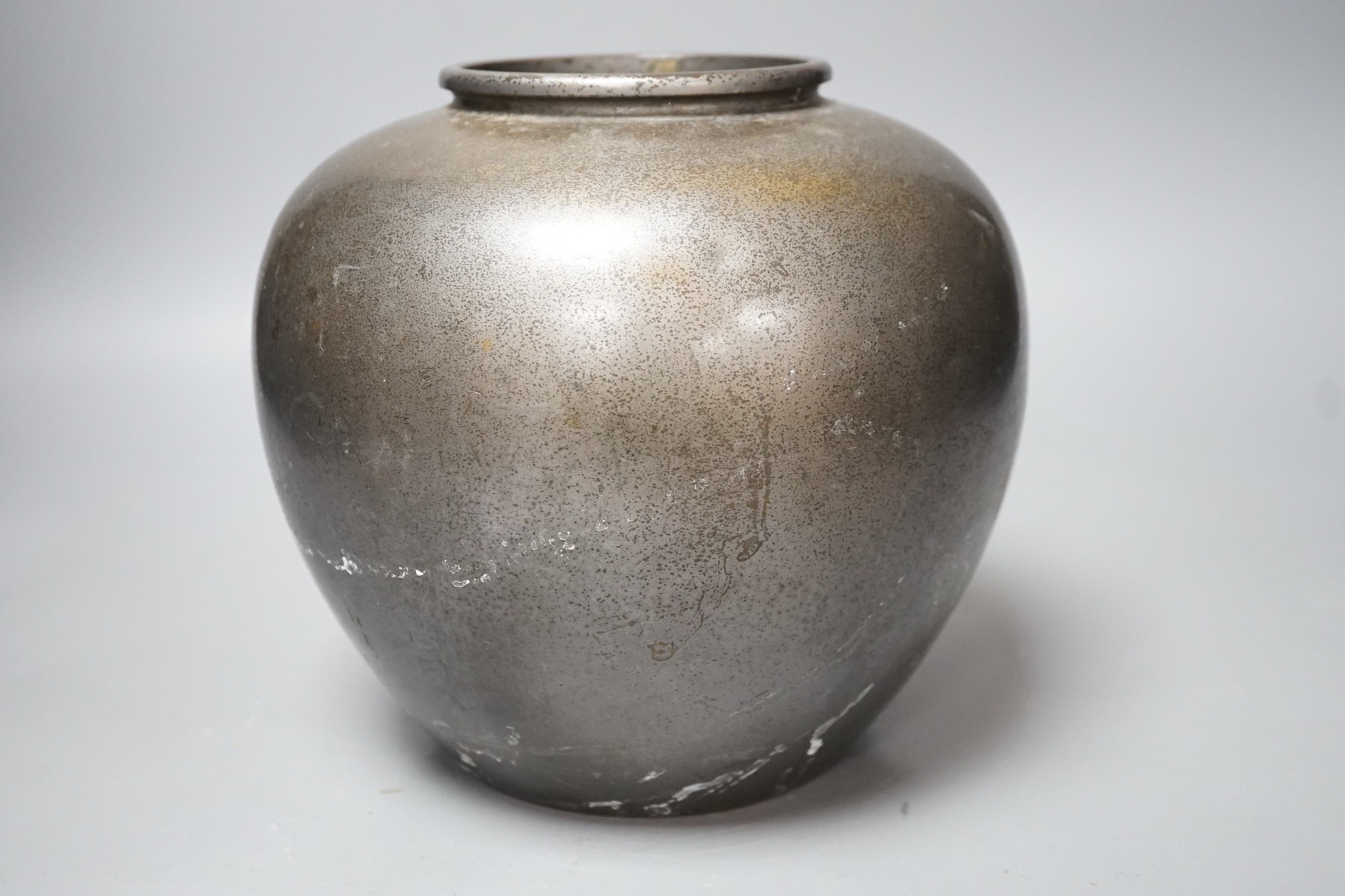 A Japanese mixed metal bronze vase, Meiji period, signed, 19cm